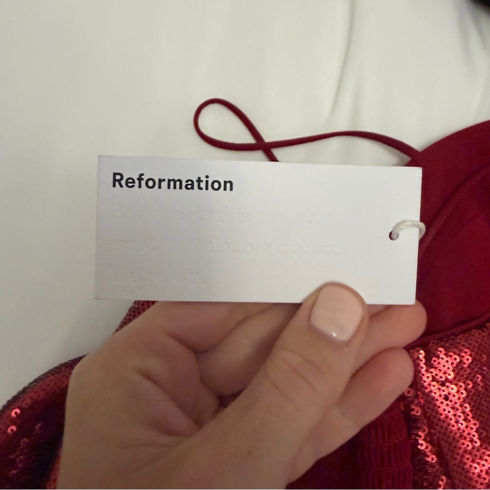 NWT Reformation Frankie Red Sequin Evening Gown 0 - Picture 3 of 5